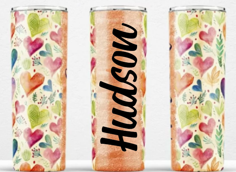 Custom Colorful Hearts tumbler