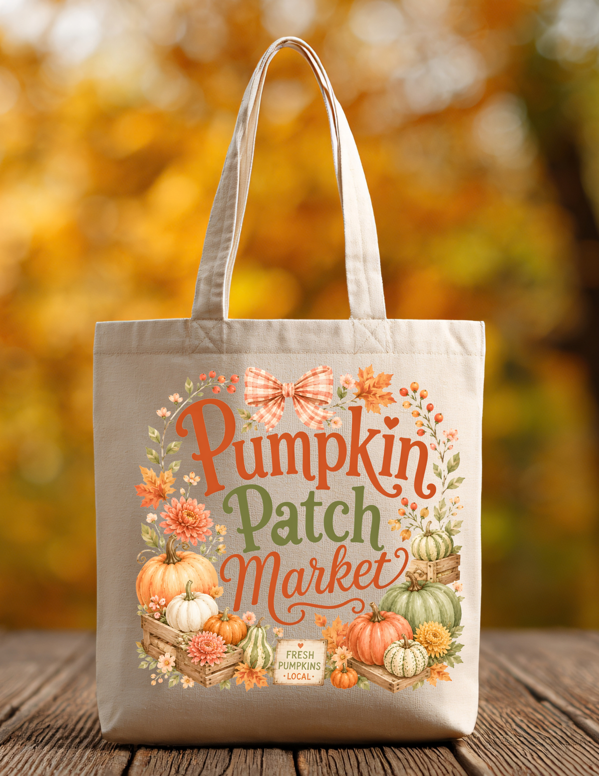 Fall Market Tote Bags | 100% Cotton Reusable Fall Totes
