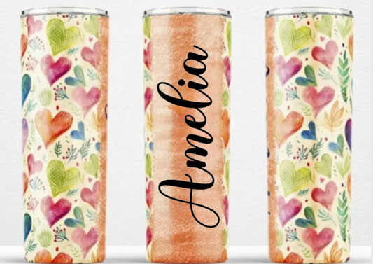 Custom Colorful Hearts tumbler