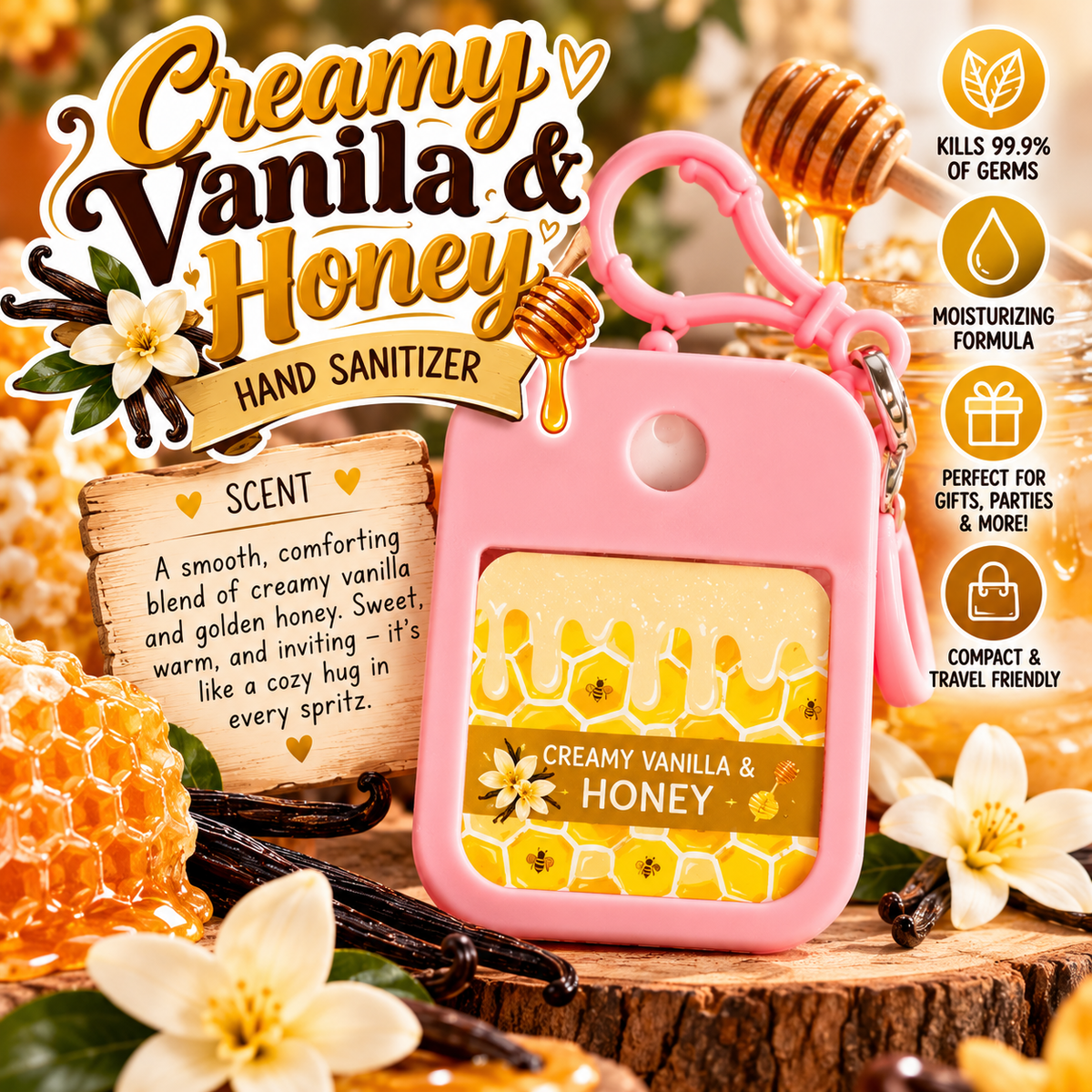 Custom Hand Sanitizer + Holder | Choose Your Scent & Design