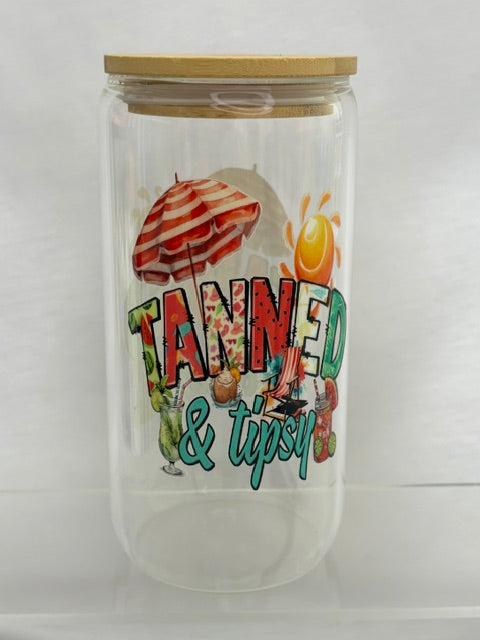 20oz SUMMER glass cup with bamboo lid