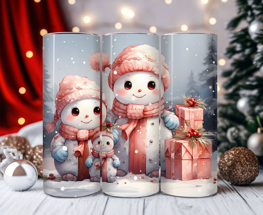 Pink Snowman Family